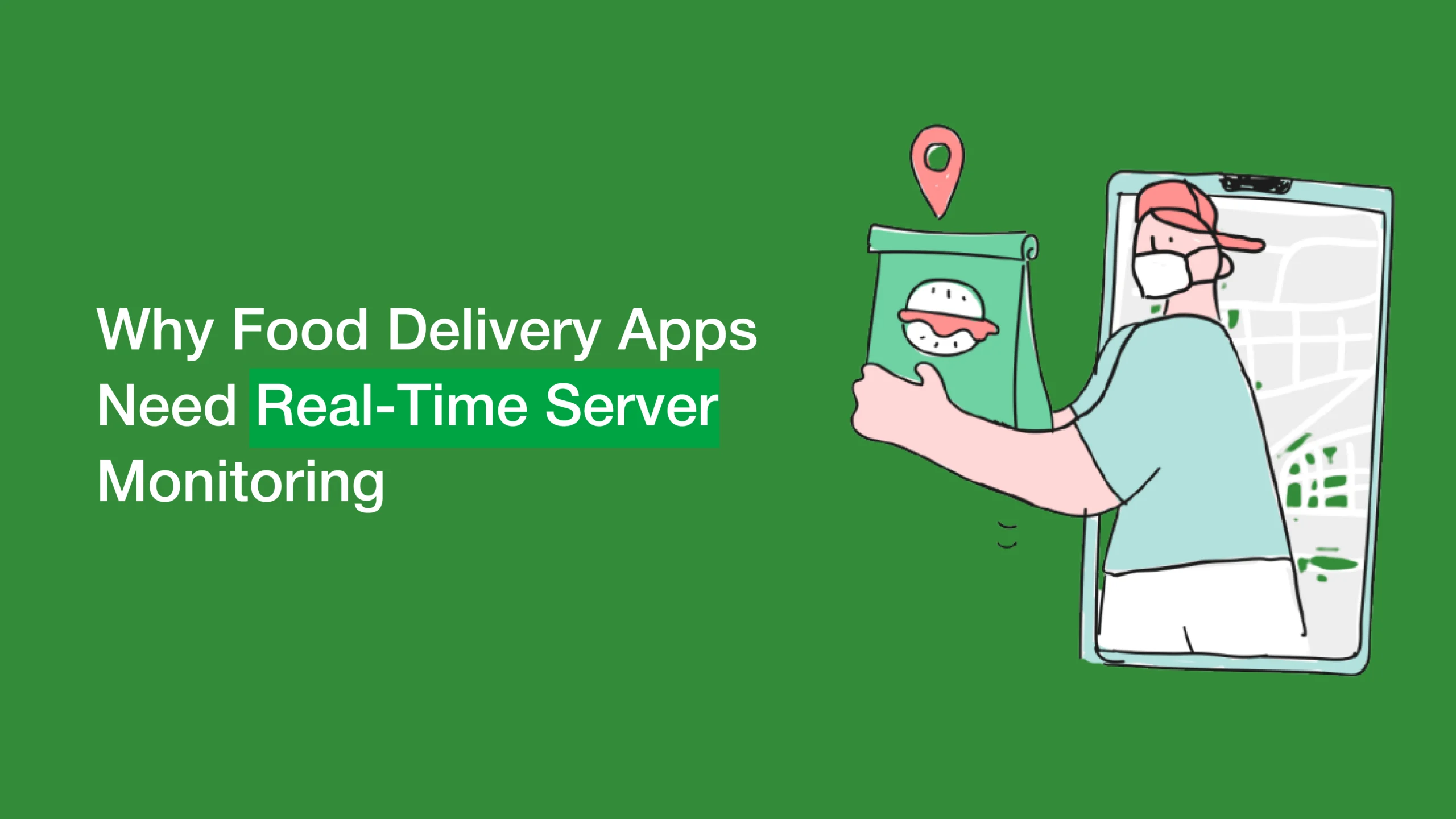 Food delivery app server monitoring dashboard in real time