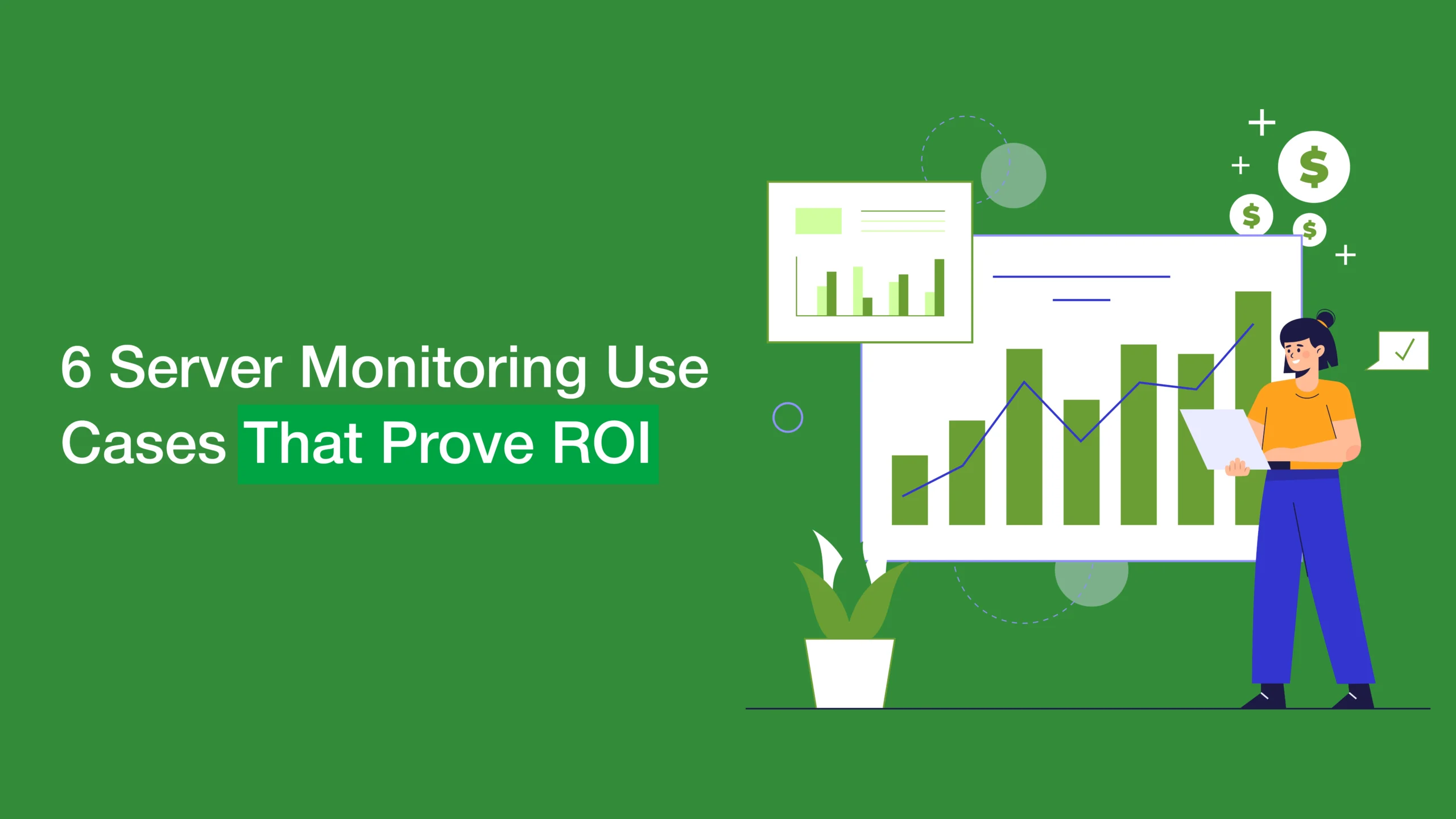 Dashboard showing real-time server monitoring use cases for ROI